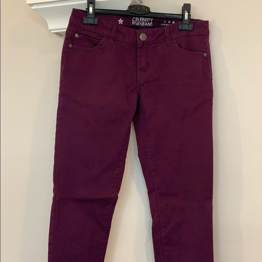 Burgundy colored jeans